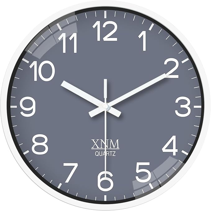 XNM Small Grey Minimalist Wall Clocks Battery Operated 8 Inch Classic Analog by XNMwallclock