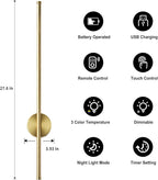 Battery Operated Modern Wall Sconces, Dimmable Wireless Wall Light Set of Two - Image 4