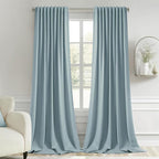 MIULEE Slate Blue Back Tab Blackout Curtains 108 Inch Long 2 Panels Set by MIULEE