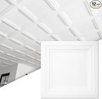 Art3d 12-Pack Square Drop Ceiling Tile 2ft x 2ft in White, PVC Ceiling Panel 24 by Art3d