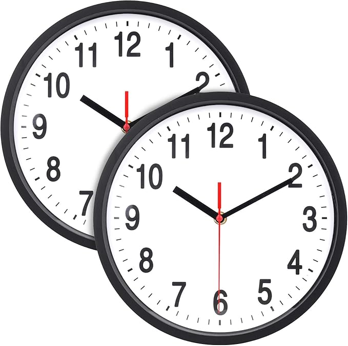 Foraineam 2-Pack Silent Non Ticking Wall Clock by Foraineam