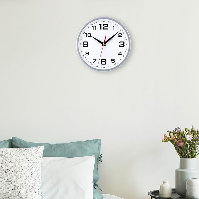 Wall Clock Silent Non-Ticking 8 Inch Modern Clocks Battery Operated Small - Image 8