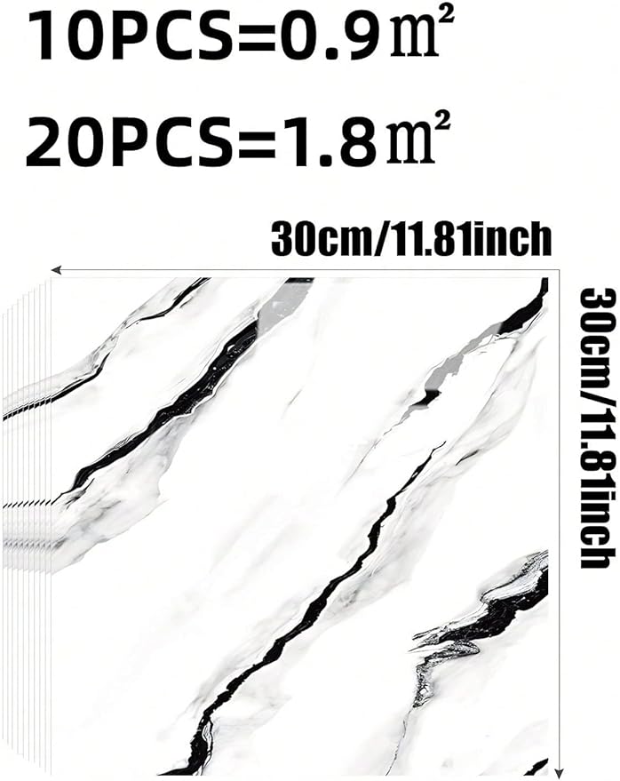 Chejiaye 10pcs Marble Peel and Stick Backsplash Waterproof Washroom Wall Panels - Image 4