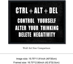 Pyradecor Black Framed Canvas Wall Art Motivational CTRL+ALT+DEL Classroom - Image 6