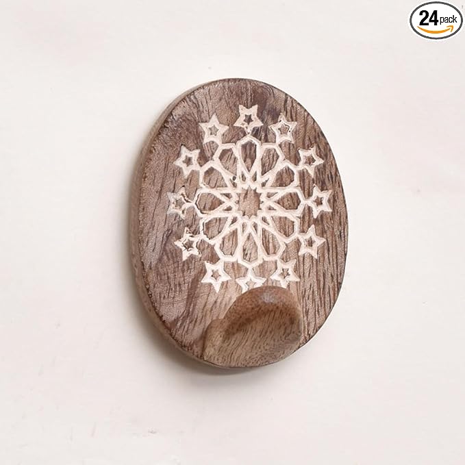 IndianShelf 6 Lb- 24 Pieces Decorative Wood Adhesive Wall Hooks–Boho Peel and by IndianShelf