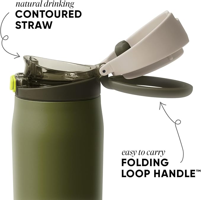 Simple Modern Mesa Loop Water Bottle with Covered Straw and Handle | 30oz Cup Holder Friendly Insulated Stainless Steel Bottles for Travel, Sports and School | Cricket