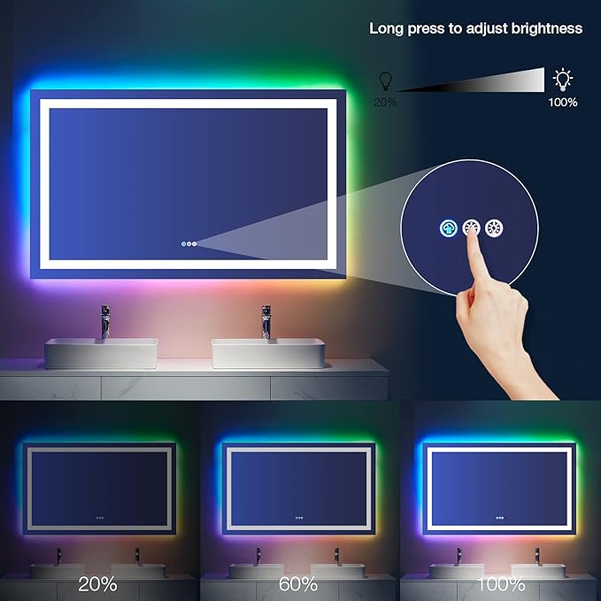 LOAAO 72X32 Inch RGB LED Bathroom Mirror - Image 5