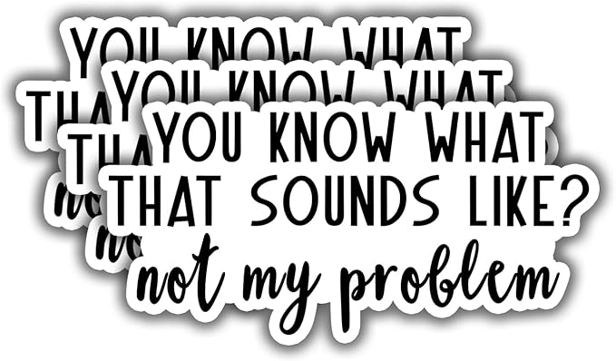 (3 pcs) You Know What That Sounds Like Not My Problem Sticker for Tumbler Funny Sarcastic Quote Vinyl Decal for Kindle Laptop Water Bottle Phone Hard Hat - 3x1.5