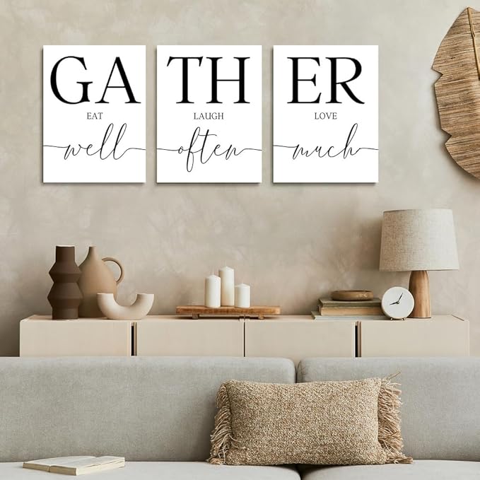 GUBIYU Large Gather Signs for Home Decor, Framed Kitchen Wall Art Farmhouse - Image 3