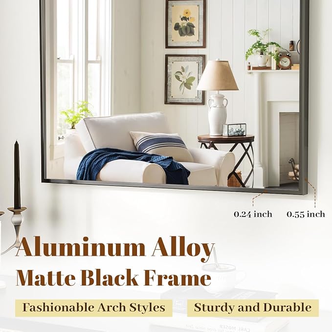 VooBang Arched Wall Mirror, 26 x 28 inch Arch Bathroom Mirror, Wall Mounted - Image 4