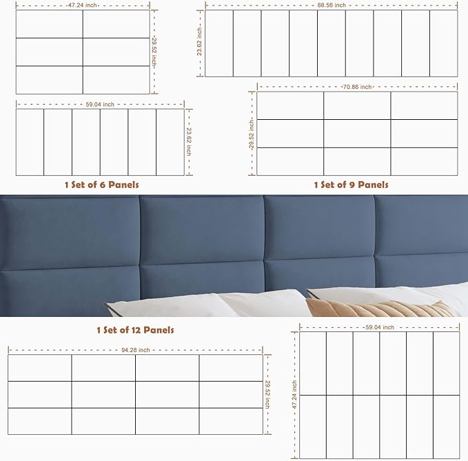IFNOW Wall Mounted Upholstered Headboard King, 3D Peel and Stick Soundproof - Image 6