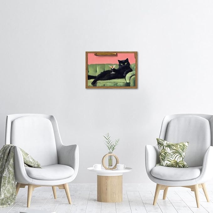 Funny Black Cat Martini Wall Art, Bar Cart Decor, Eclectic Cocktail Painting - Image 7