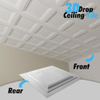 Art3d 36-Pack Square Drop Ceiling Tile 2ft x 2ft in White, PVC Ceiling Panel 24 - Image 3