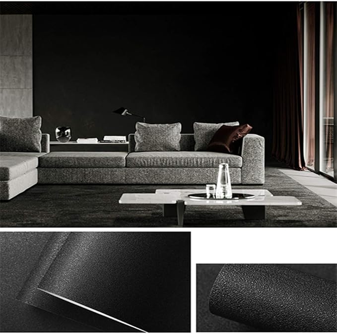 practicalWs 23.6 in x 236.2 in Black Wallpaper Black Peel and Stick Wallpaper - Image 3