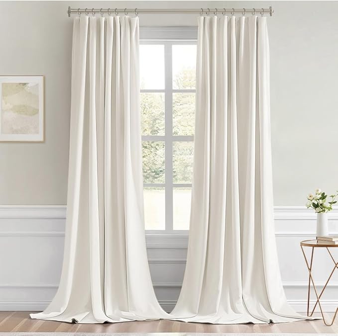 MIULEE Ivory Back Tab Blackout Curtains 108 Inch Long 2 Panels Set - Image 9