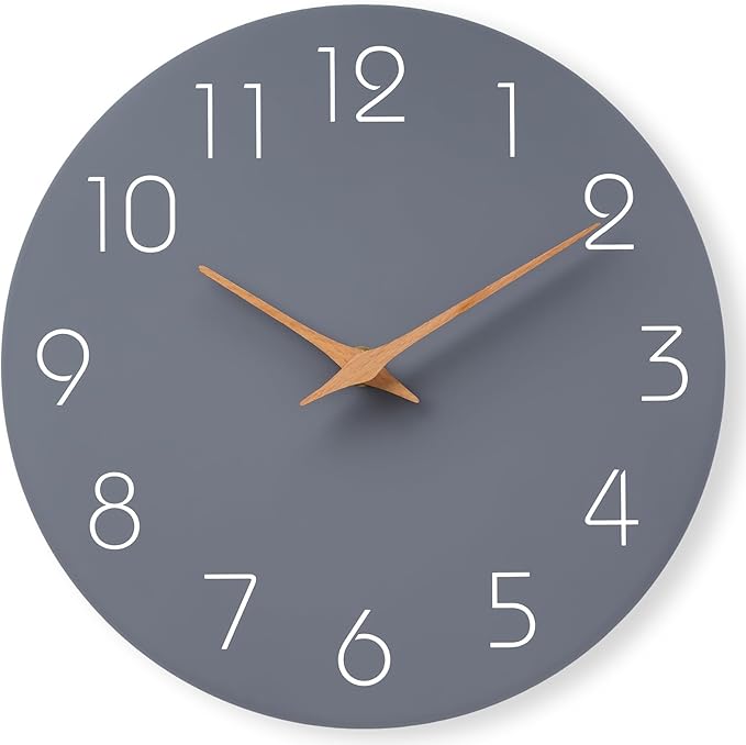 Mosewa Large Wall Clock 16 Inch Gray Modern Silent Non Ticking Battery Operated by MOSEWAWALLCLOCK