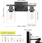 Ascher 2-Light Wall Sconces, Modern Vanity Light Fixture Black Finish, Wall - Image 7