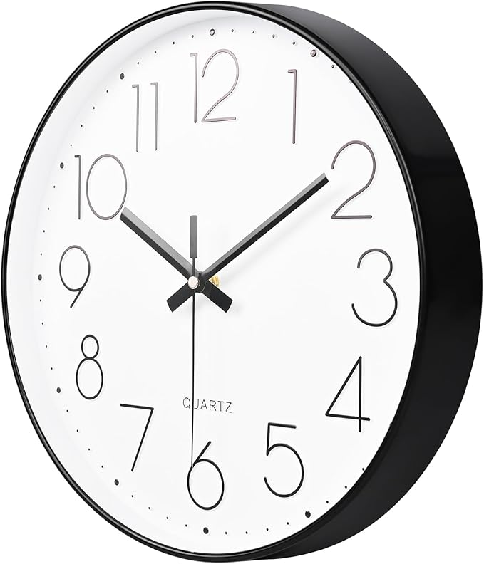 8 Inch Small Black Wall Clocks Silent Non Ticking Battery Operated - Image 5