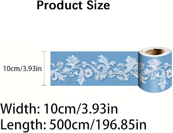 Blue Floral Wallpaper Border 196x4 Inch Peel and Stick Wall Border Elegant - Image 8