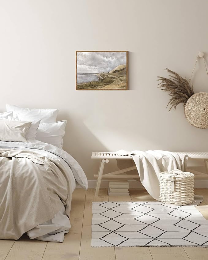 InSimSea Framed Canvas Wall Art Vintage Decor, Coastal Wall Art Danish Coast - Image 3