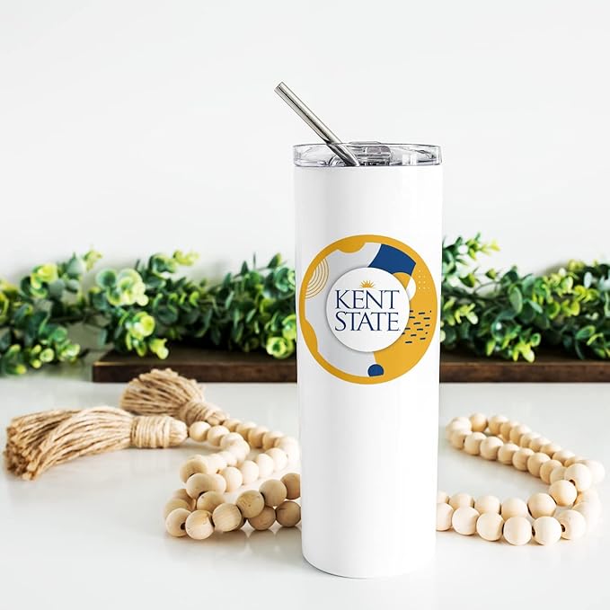 Kent State University Skinny Tumbler, Water Tumbler, Stainless Steel Tumbler, Tumbler Cup, Tumbler with Straw and Lid, Double Wall, Stainless Tumbler (Kent State University #14)