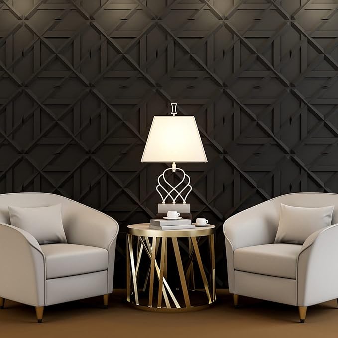 Art3d PVC 3D Wall Panel, Decorative Wall Tile in Black 12-Pack 19.7"x19.7" - Image 2