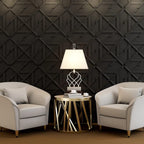 Art3d PVC 3D Wall Panel, Decorative Wall Tile in Black 12-Pack 19.7"x19.7" - Image 2