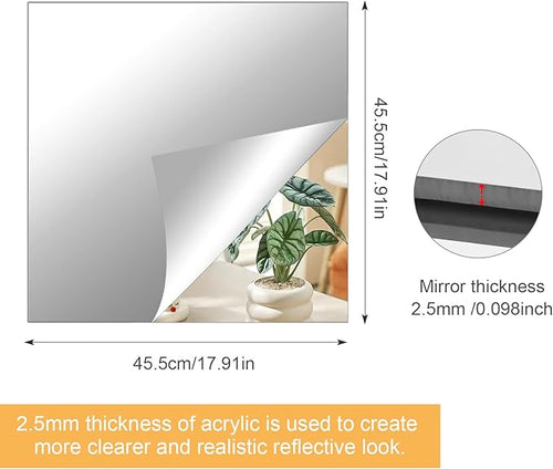 18x18 in Acrylic Mirror Sheet for Wall, 2.5mm Thick Unbreakable Non Glass Body - Image 2