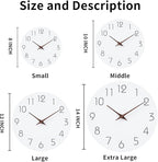 Mosewa Wall Clock 12 Inch Silent Non Ticking Battery Operated Wooden White - Image 2