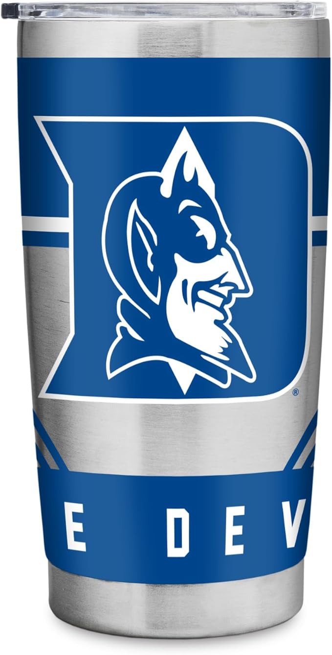 Rico Industries NCAA Duke Blue Devils Standard 20oz Stainless Steel Tumbler with Lid - Great for Coffee, Tea, Water or Cocktails