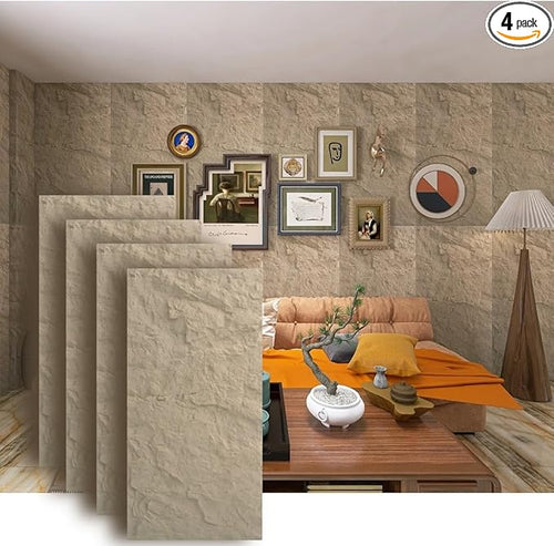 4-Pack 3D PU Stone Wall Panels for Interior Decor | Faux Stone Accent Tiles by ARTSLATSLatisakindofart