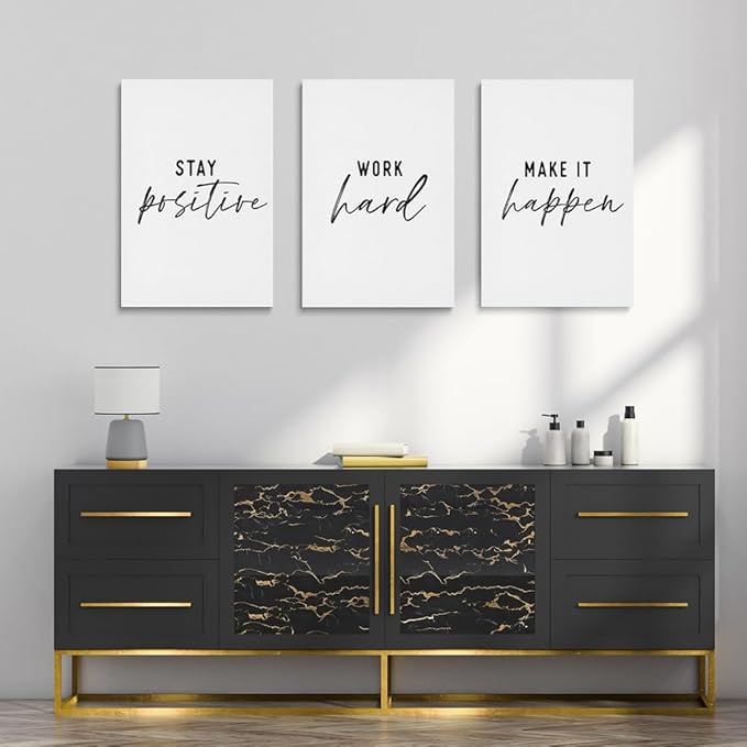 GUBIYU 3 Pcs Office Wall Decor Stay Positive, Hard Work Wall Art, Motivational - Image 3