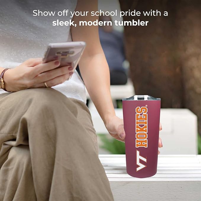 Campus Colors NCAA Stainless Steel Tumbler perfect for Gameday - 18 oz - Double Walled - Keeps Drinks Perfectly Insulated (Virginia Tech Hokies - Maroon)