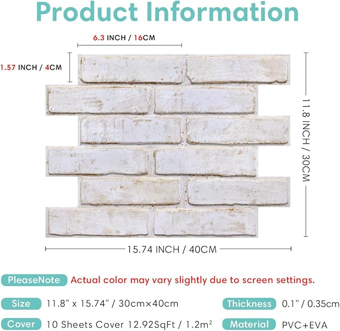 Commomy 3D Peel and Stick Brick, Ultralight Thin PVC Faux Brick Wall Panels - Image 5