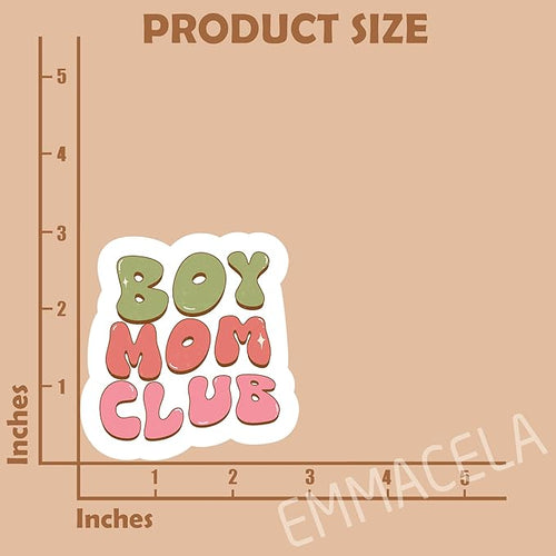 (3 Pack) Mom Stickers, “Boy Mom Club” Waterproof Vinyl Decals for Books, Water Bottles, Tumblers, Laptops, Phones – 3 x 2.9 Inch