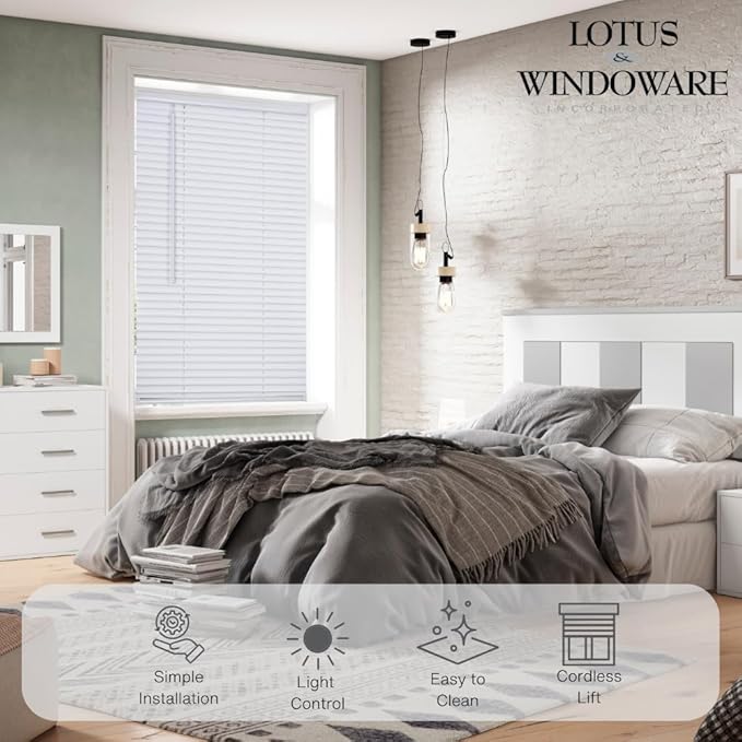 Lotus & Windoware Cordless 1" Vinyl Mini Blind Light Filtering Blind - Image 3