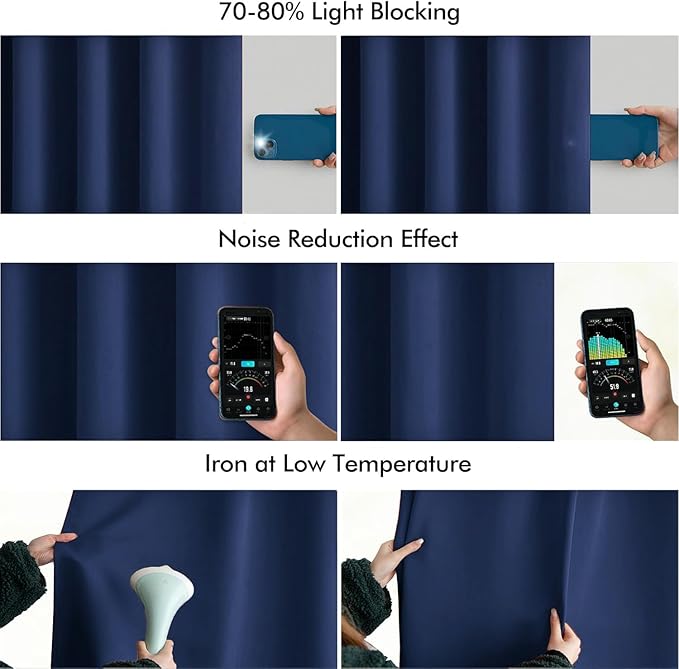 MIULEE Navy Blue Back Tab Blackout Curtains 84 Inch Length 2 Panels Set - Image 5