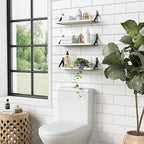Forbena White Floating Shelves for Wall Decor Set of 3, 17 x 6 Inches Bathroom - Image 2