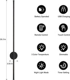 Battery Operated Modern Wall Sconces, Dimmable Wireless Wall Light Set of Two - Image 4