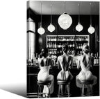 Vintage Black and White Framed Wall Art Trendy Women Drink Cocktail Posters by FuSatisYilife