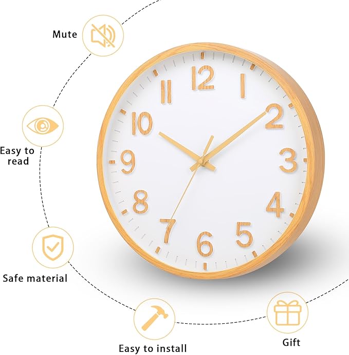 Wall Clocks Battery Operated 12 inch Modern Wall Clock, Silent Non Ticking Wall - Image 4