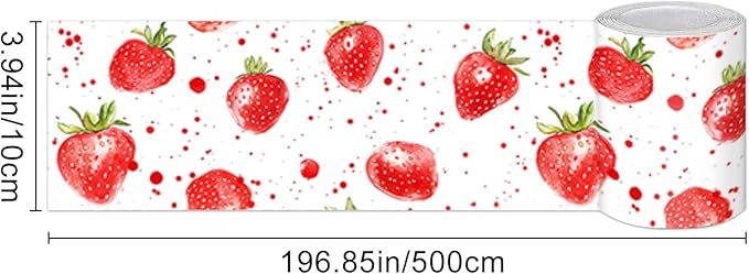 HOMETITUTE Wallpaper Border Peel and Stick Wall Border Strawberry Fruit Theme - Image 3