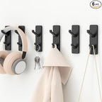 susswiff Black 6 Pack Aluminum Coat Hooks, Heavy Duty Self Adhesive Hooks by susswiff