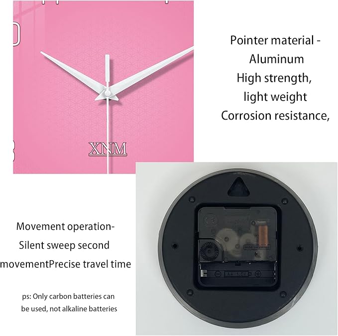 XNM Round Small Wall Clocks Battery Operated 12 Inch Pink Wall Clock - Image 7