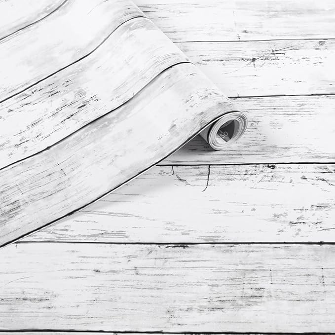 Arthome 17 x 393 inches White Gray, Peel and Stick Wallpaper, Wood Contact Paper by ArthomeWALLDECOR
