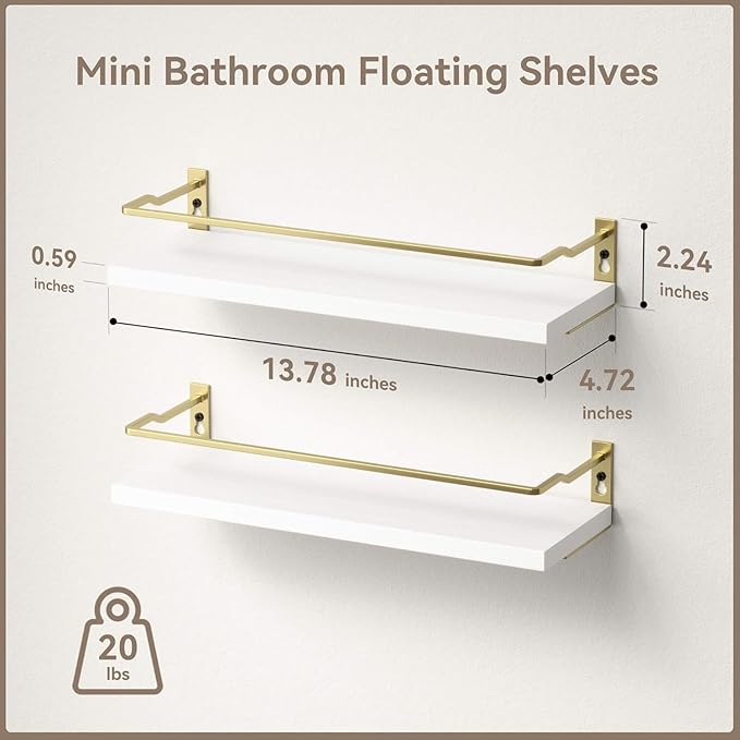 RICHER HOUSE Bathroom Shelves, Small Floating Wall Shelf - Image 3