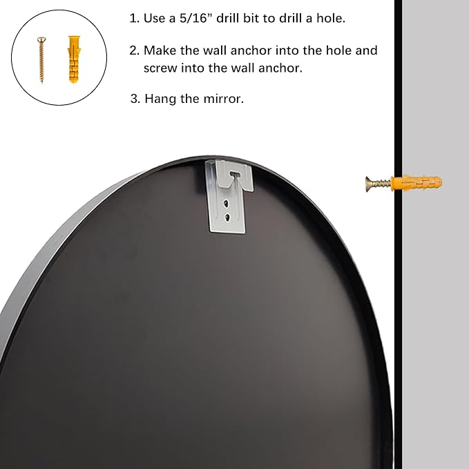 Sunniry Round Mirror 28 inch, Round Black Mirror, Circle Bathroom Mirrors Metal - Image 7