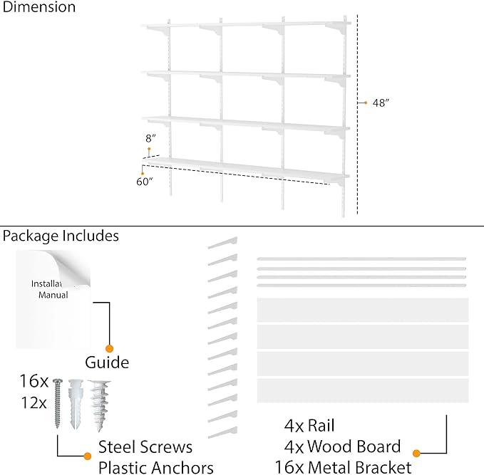 Wallniture Turin 60 inch x 8 in Wall Shelf - Image 3