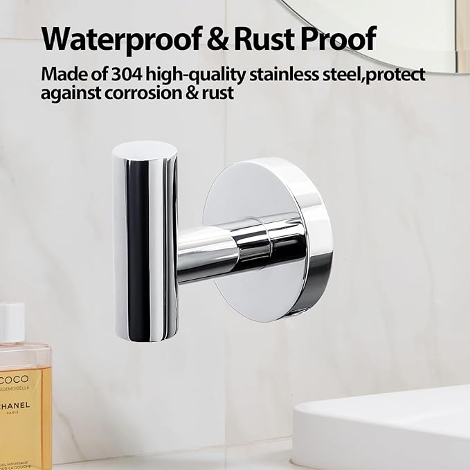 Kruodop Towel Hooks for Bathroom, 2 Packs Wall Mount Towel Holder, Stainless - Image 3