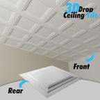 Art3d 12-Pack Square Drop Ceiling Tile 2ft x 2ft in White, PVC Ceiling Panel 24 - Image 3